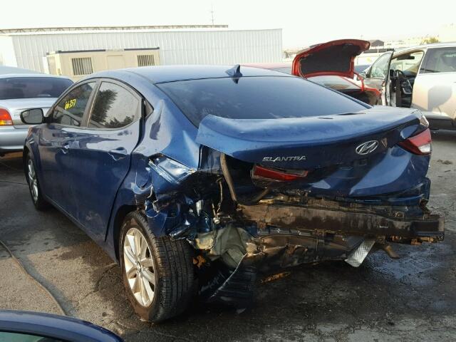 KMHDH4AEXEU179851 - 2014 HYUNDAI ELANTRA SE BLUE photo 3