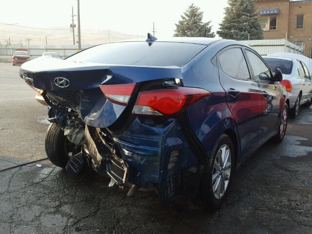 KMHDH4AEXEU179851 - 2014 HYUNDAI ELANTRA SE BLUE photo 4