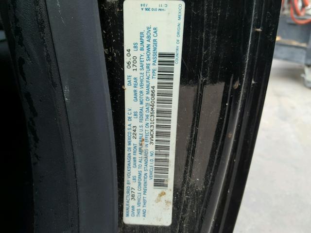 3VWCK31C35M400864 - 2005 VOLKSWAGEN NEW BEETLE შავი ფოტო 10