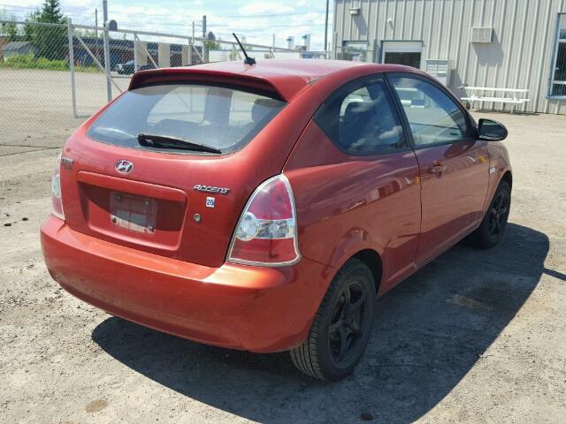 KMHCN35C88U096012 - 2008 HYUNDAI ACCENT BAS ORANGE photo 4