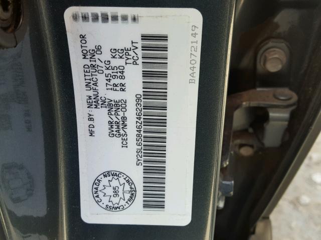 5Y2SL65846Z462390 - 2006 PONTIAC VIBE GRAY photo 10