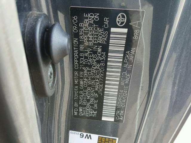 JTKDE177X70181364 - 2007 TOYOTA SCION TC 石墨色 照片 10