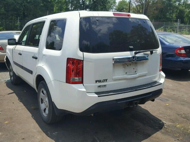 5FNYF3H23DB043800 - 2013 HONDA PILOT LX WHITE photo 3