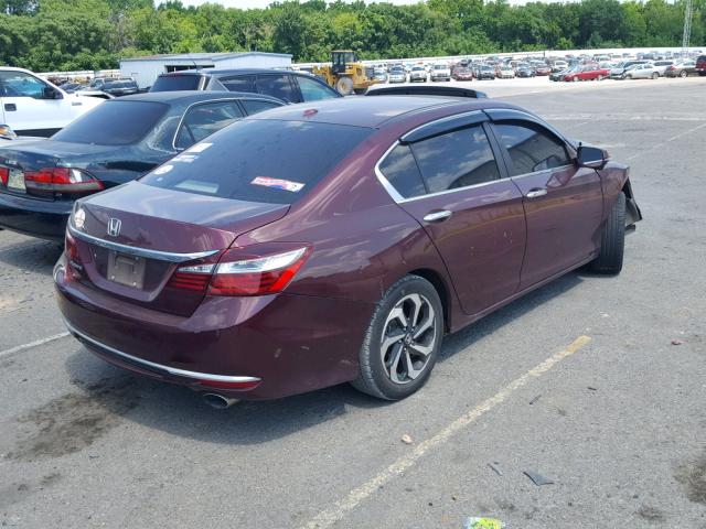 1HGCR2F81GA018914 - 2016 HONDA ACCORD EXL BURGUNDY photo 4