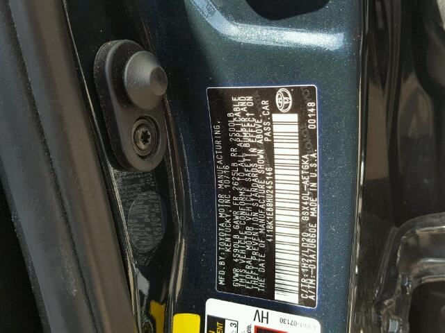 4T1BK1EB8HU245146 - 2017 TOYOTA AVALON XLE BLUE photo 10