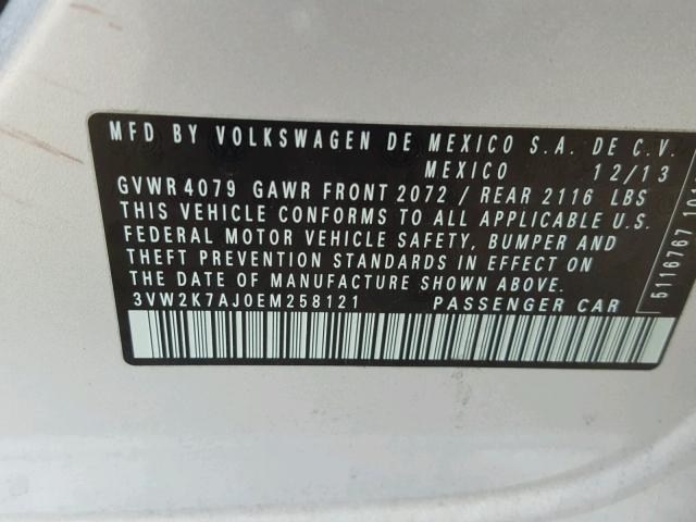 3VW2K7AJ0EM258121 - 2014 VOLKSWAGEN JETTA BASE 银色 照片 10