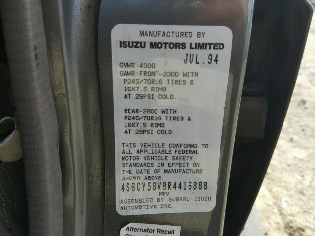 4S6CY58V8R4416888 - 1994 HONDA PASSPORT E 棕色 照片 10