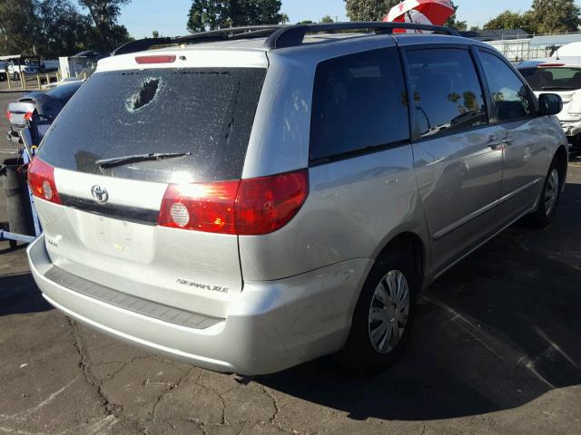 5TDZK23C48S198383 - 2008 TOYOTA SIENNA CE SILVER photo 4