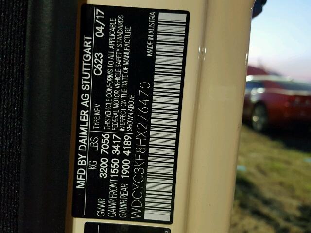 WDCYC3KF8HX276470 - 2017 MERCEDES-BENZ G BEIGE photo 10