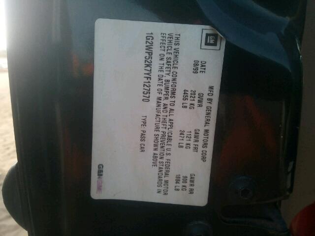 1G2WP52K7YF127570 - 2000 PONTIAC GRAND PRIX GREEN photo 10