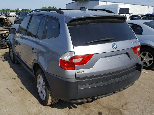 WBXPA73405WC47631 - 2005 BMW X3 2.5I GRAY photo 3