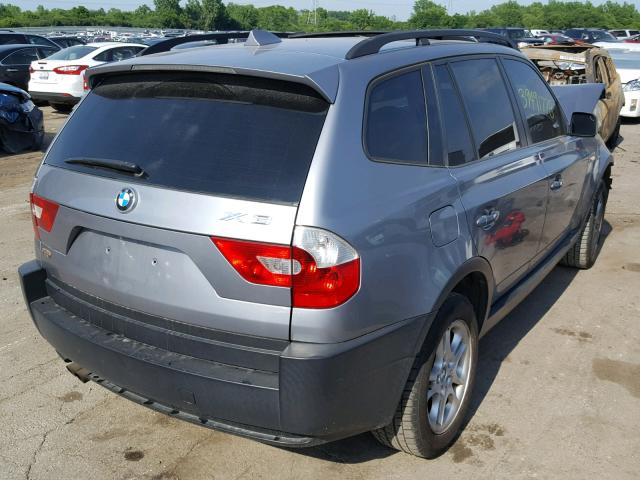 WBXPA73405WC47631 - 2005 BMW X3 2.5I GRAY photo 4