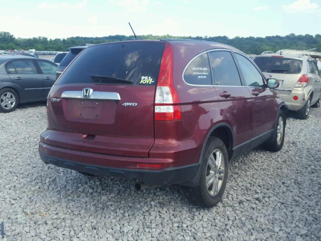 5J6RE4H70BL022271 - 2011 HONDA CR-V EXL BURGUNDY photo 4