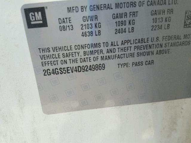 2G4GS5EV4D9249869 - 2013 BUICK REGAL PREM CREAM photo 10