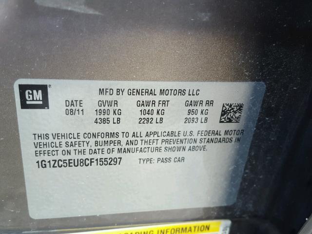 1G1ZC5EU8CF155297 - 2012 CHEVROLET MALIBU 1LT 棕色 照片 10