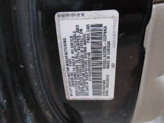 2T1CE22P92C006165 - 2002 TOYOTA CAMRY SOLA BLACK photo 10