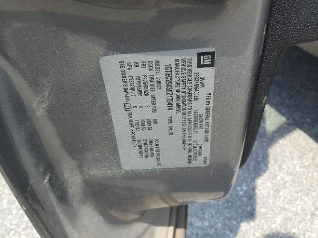 1GTEC29039Z179414 - 2009 GMC SIERRA C15 GRAY photo 10