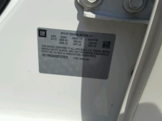 1G11H5SA5DF237076 - 2013 CHEVROLET MALIBU LTZ 白色 照片 10