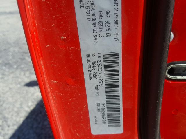 2C3CDXCT4JH122278 - 2018 DODGE CHARGER R/ RED photo 10
