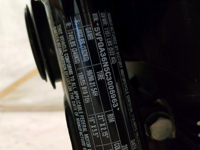 5VPGA36N5C3006963 - 2012 VICTORY MOTORCYCLES VEGAS 8-BA BLACK photo 10