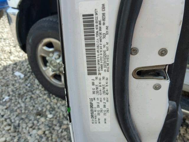 3C6TD5HTXCG282491 - 2012 DODGE RAM 2500 S WHITE photo 10