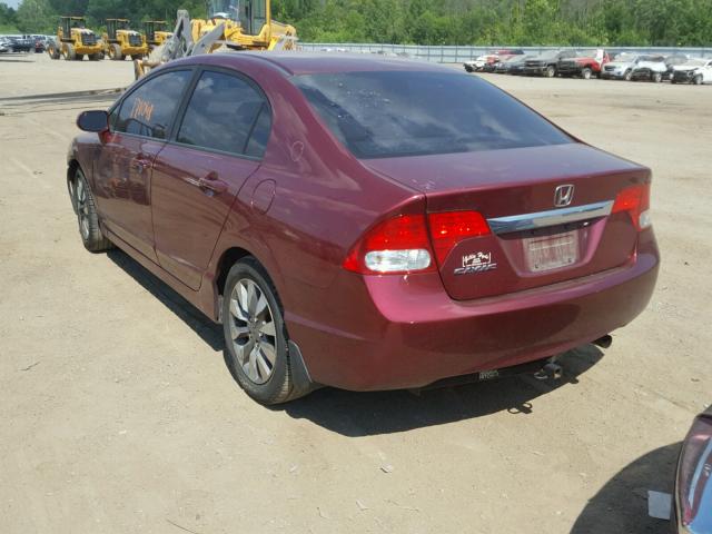 19XFA1F92AE035148 - 2010 HONDA CIVIC EXL BURGUNDY photo 3