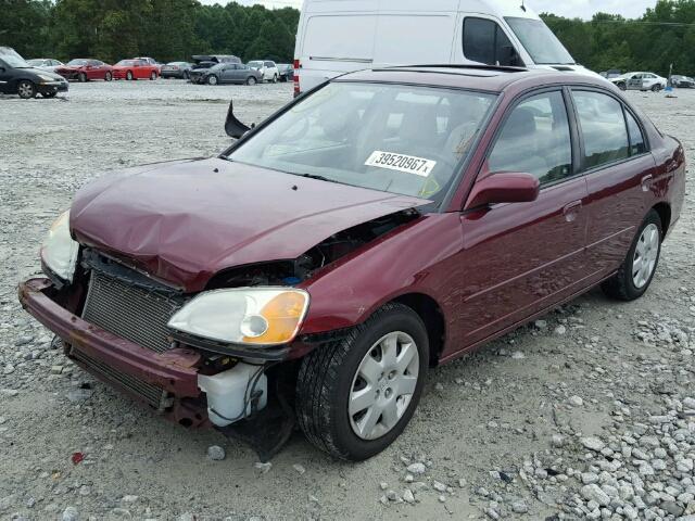 2HGES26702H520666 - 2002 HONDA CIVIC EX MAROON photo 2