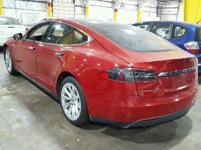 5YJSA1H15EFP67425 - 2014 TESLA MODEL S RED photo 3