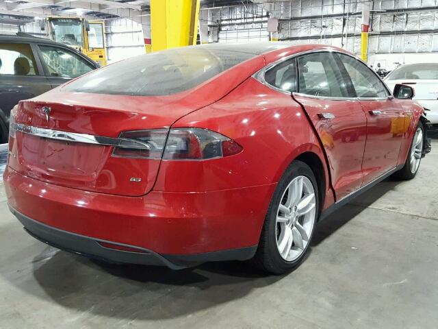 5YJSA1H15EFP67425 - 2014 TESLA MODEL S RED photo 4