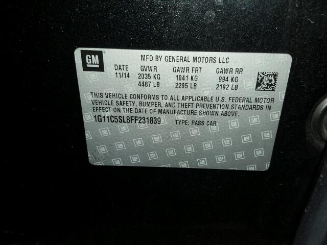 1G11C5SL8FF231839 - 2015 CHEVROLET MALIBU 1LT 黑色 照片 10