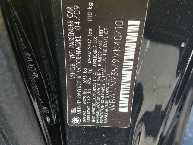 WBAUN93579VK40710 - 2009 BMW 135 I BLACK photo 10