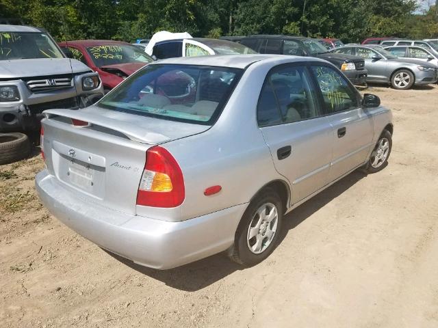 KMHCG45C71U177671 - 2001 HYUNDAI ACCENT GRAY photo 4