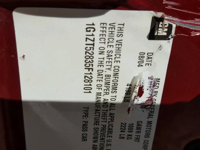 1G1ZT52835F128101 - 2005 CHEVROLET MALIBU LS RED photo 10