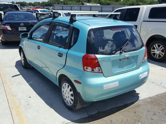 KL1TD62645B391114 - 2005 CHEVROLET AVEO BASE Көк фото 3