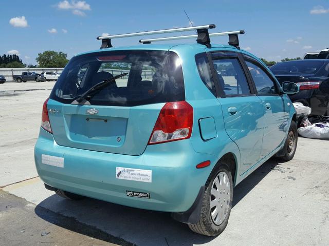 KL1TD62645B391114 - 2005 CHEVROLET AVEO BASE Көк фото 4