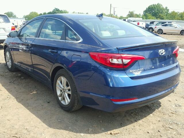 5NPE24AF4FH183876 - 2015 HYUNDAI SONATA SE BLUE photo 3