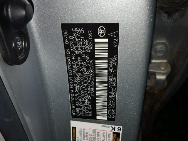 JTNBE46K373052379 - 2007 TOYOTA CAMRY NEW SILVER photo 10