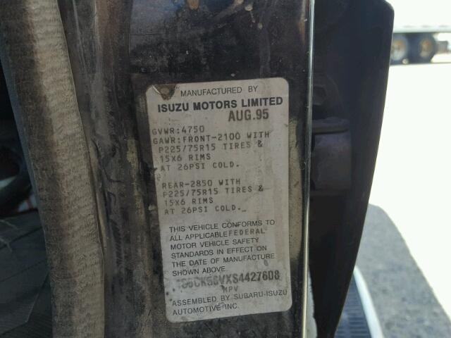 4S6CK58VXS4427608 - 1995 HONDA PASSPORT E BURN photo 10