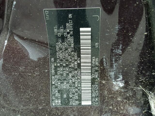 JTLZE4FE3CJ028607 - 2012 TOYOTA SCION XB Bordeaux Foto 10