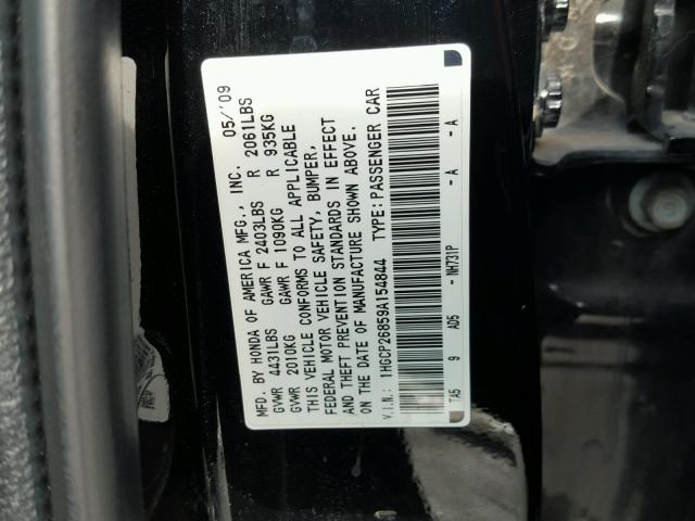 1HGCP26859A154844 - 2009 HONDA ACCORD EXL BLACK photo 10