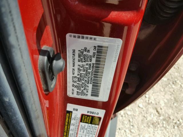 5Y2SP67009Z449846 - 2009 PONTIAC VIBE RED photo 10