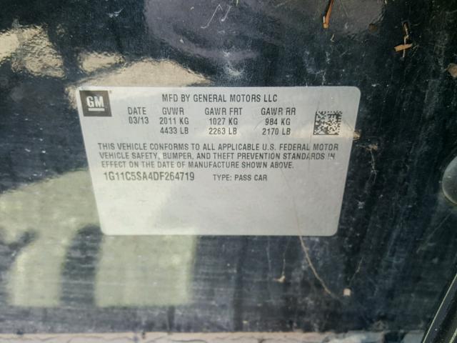 1G11C5SA4DF264719 - 2013 CHEVROLET MALIBU 1LT 黑色 照片 10