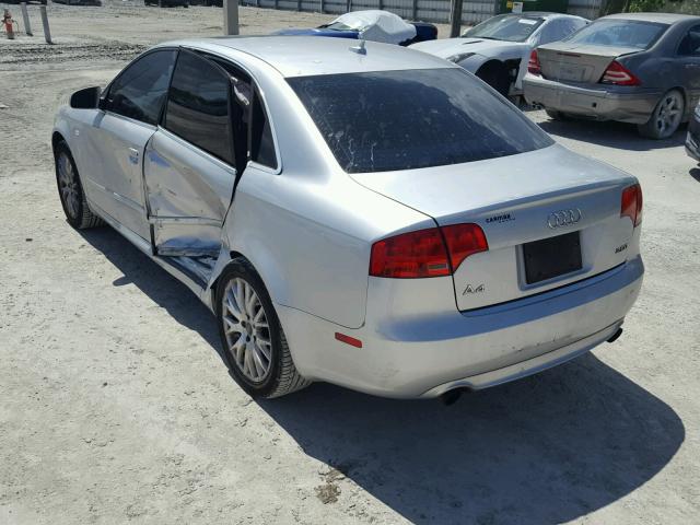 WAUAF78E38A169458 - 2008 AUDI A4 2.0T SILVER photo 3