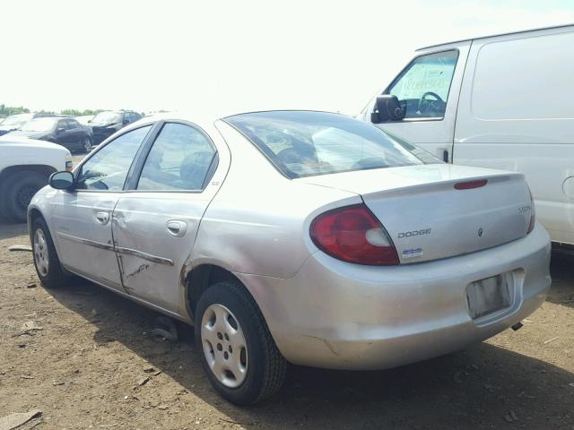 1B3ES46C41D301200 - 2001 DODGE NEON SE SILVER photo 3