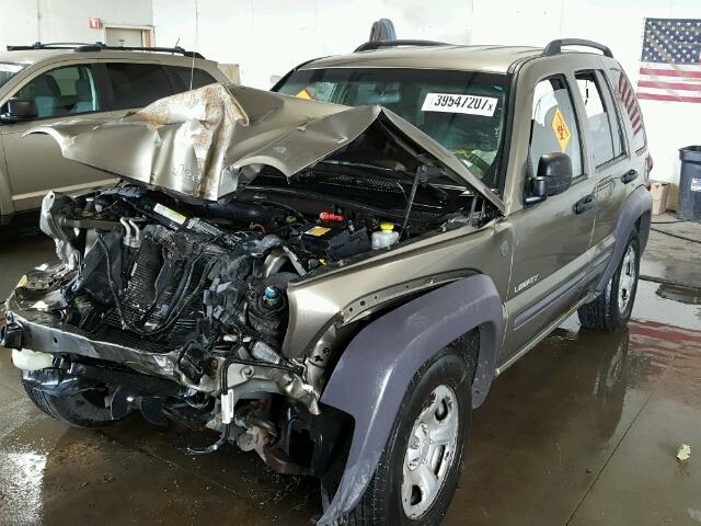 1J8GL48K34W301991 - 2004 JEEP LIBERTY SP GOLD photo 2