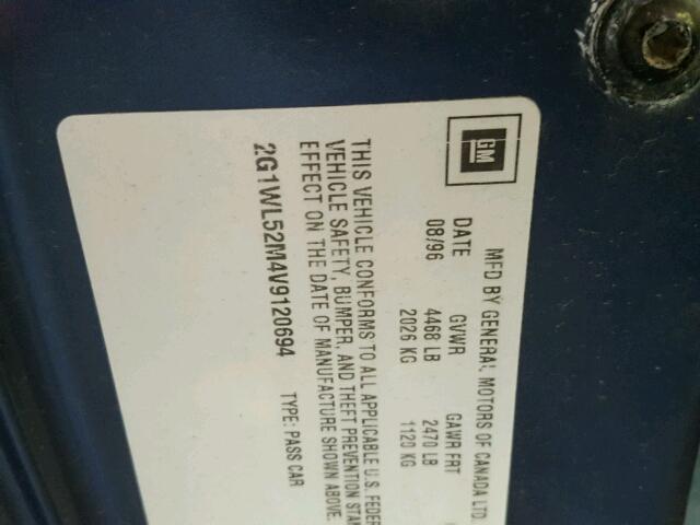 2G1WL52M4V9120694 - 1997 CHEVROLET LUMINA BAS ლურჯი ფოტო 10