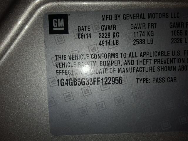 1G4GB5G33FF122956 - 2015 BUICK LACROSSE GOLD photo 10