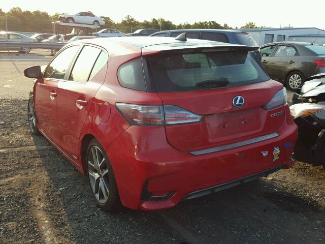 JTHKD5BH8E2193750 - 2014 LEXUS CT 200 RED photo 3