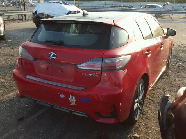 JTHKD5BH8E2193750 - 2014 LEXUS CT 200 RED photo 4