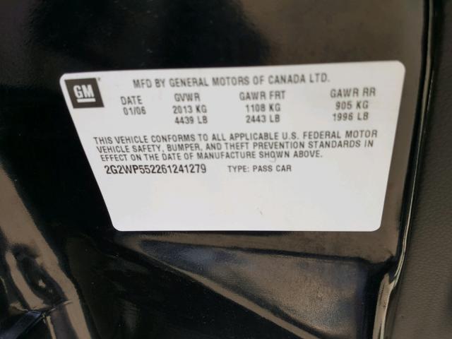 2G2WP552261241279 - 2006 PONTIAC GRAND PRIX BLACK photo 10